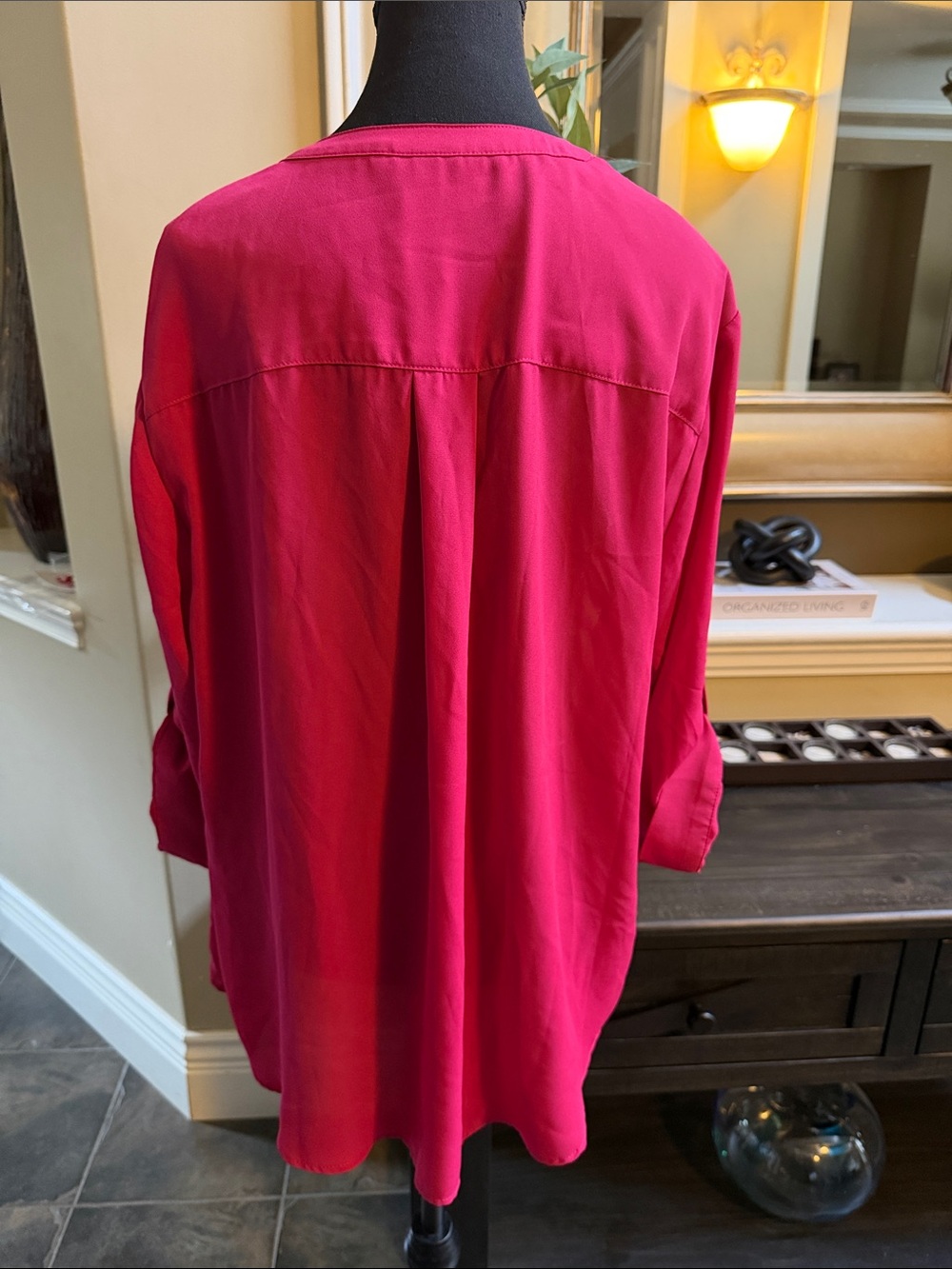 torrid Raspberry Split‑Neck Roll‑Tab Tunic - Picture 4 of 4
